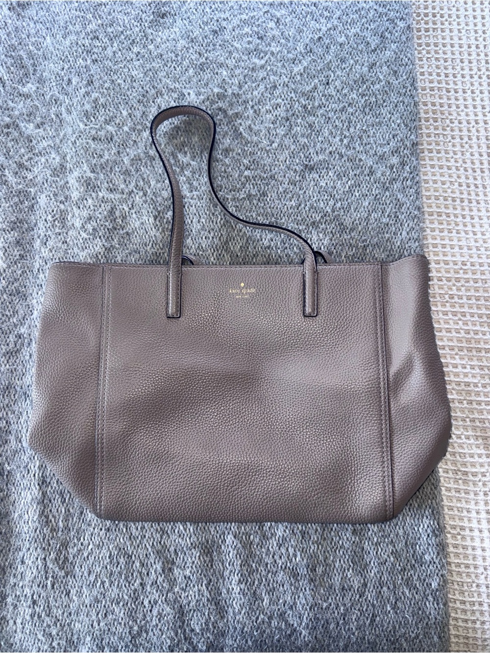 kate spade taupe leather pebbled tote